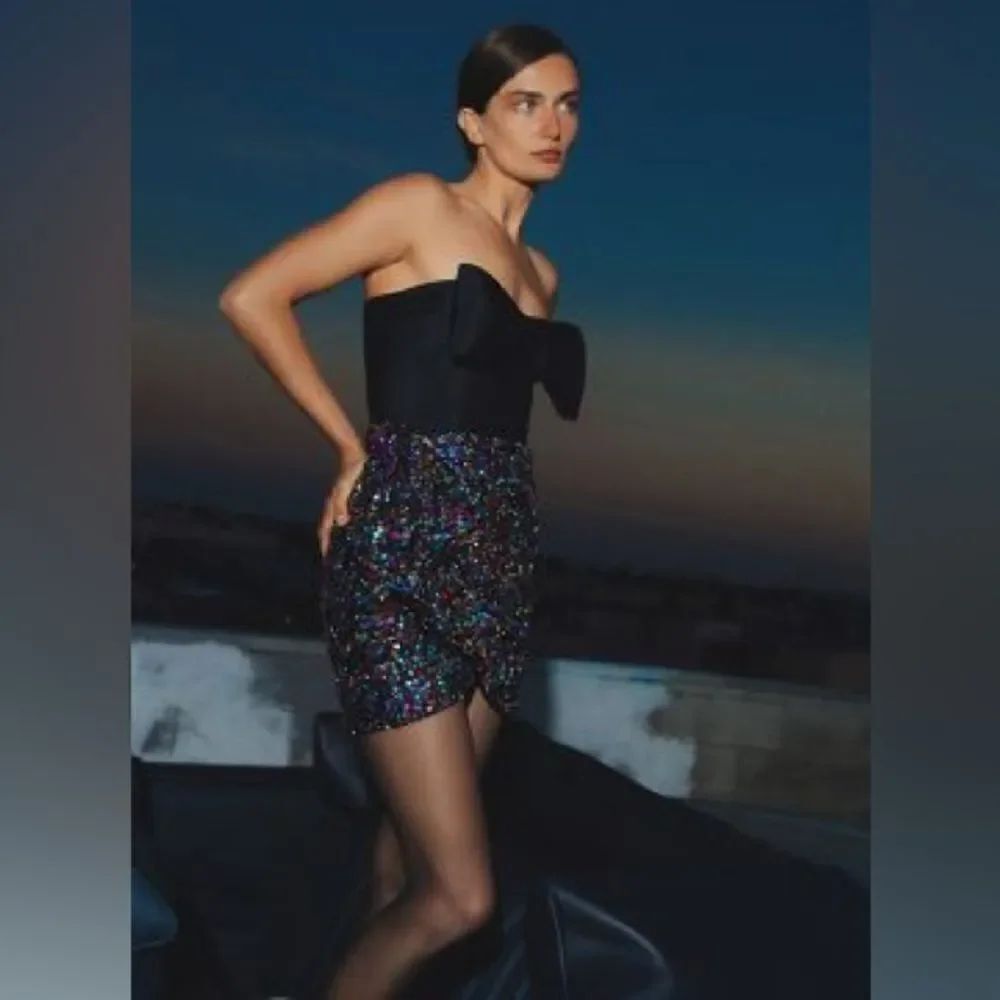 Anthropologie x Atsu Sequined Bow-Tie Mini Dress